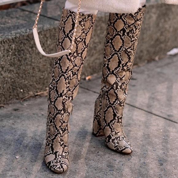 Snakeskin Knee High Boots